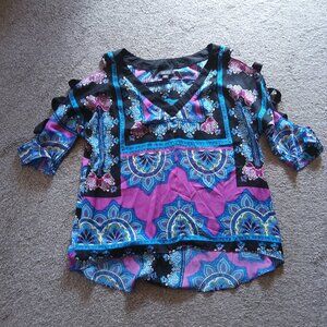 NICOLE MILLER SATIN PAISLEY TOP